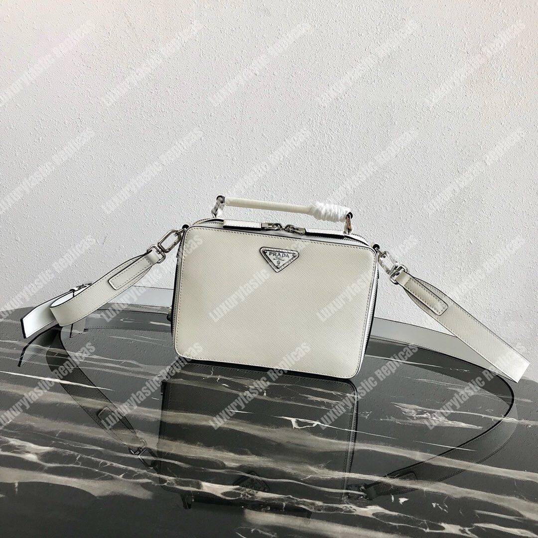 Pra*a brique saffiano leather bag white