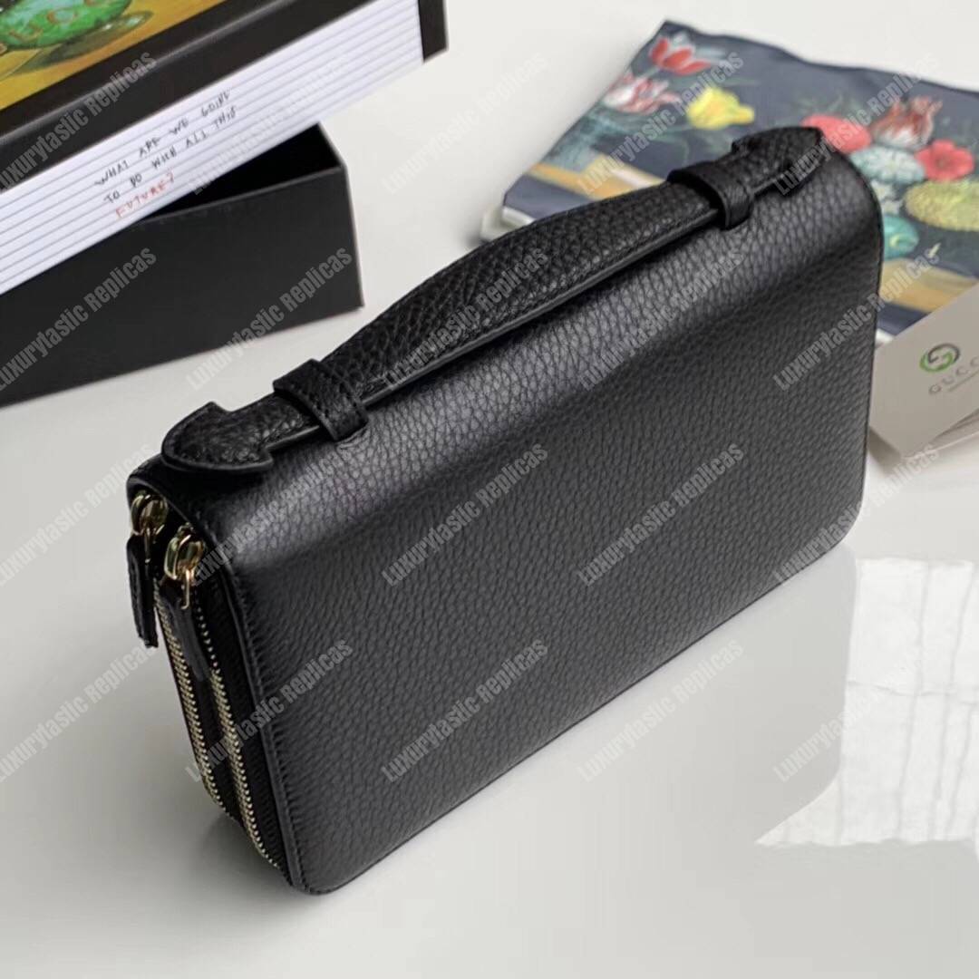 G*u*i pebbled calfskin soho travel document case black