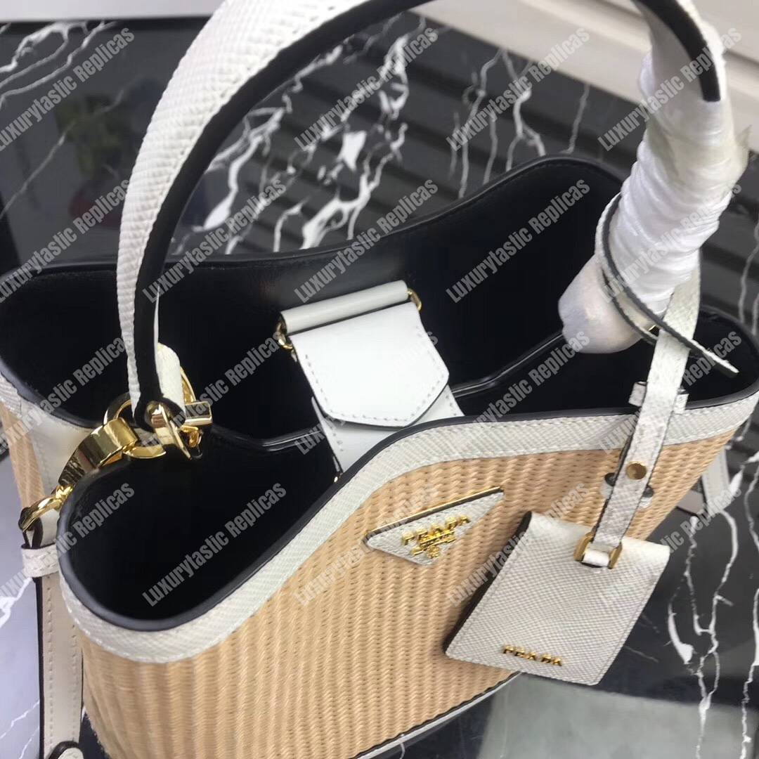 Pra*a panier medium straw bag white