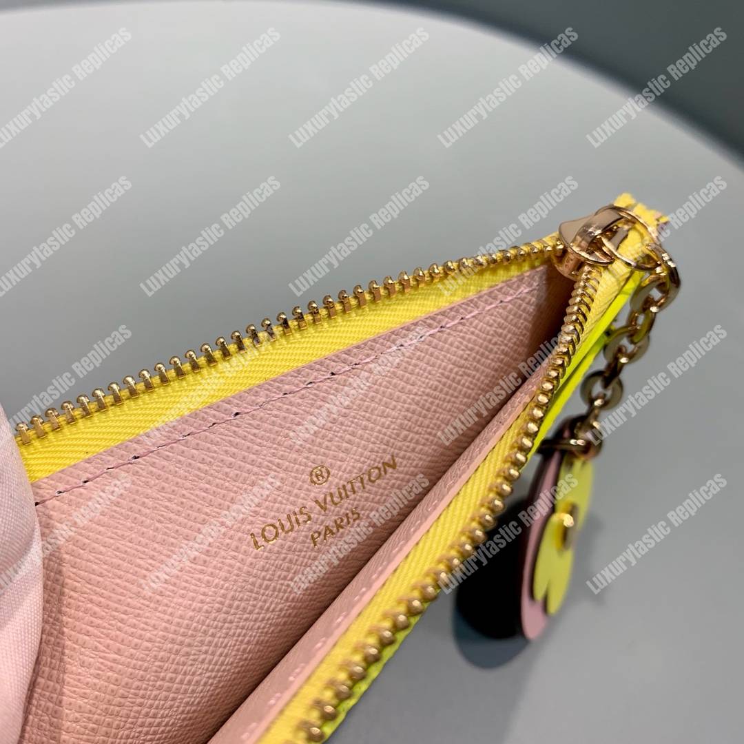 LV Zipped Card Holder Monogram canvas with colorful grained-leather trim Yellow