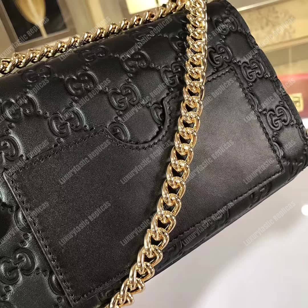 G*u*i padlock small signature shoulder bag black