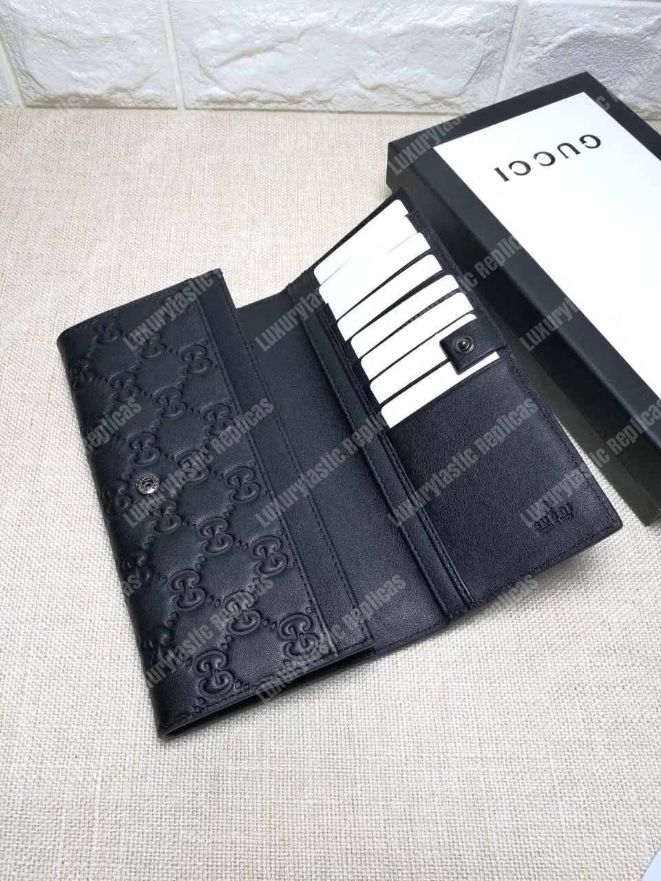 G*u*i gg signature long coin wallet black