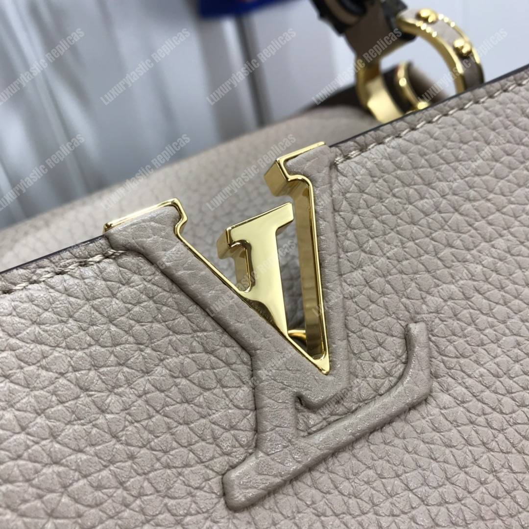 LV Capucine BB Handbag Taurillon Leather Galet Gray/Noir