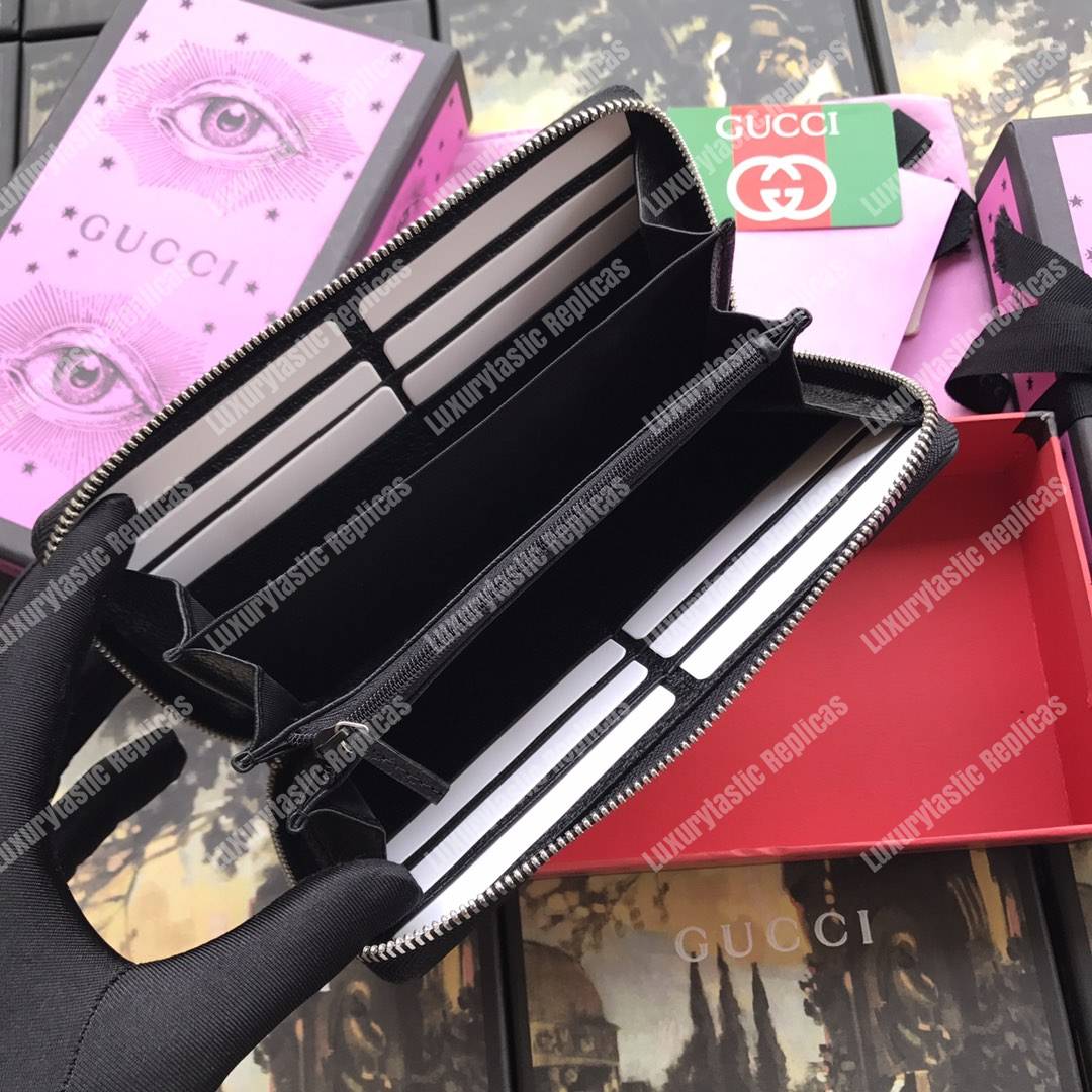 G*u*i stripe zip around leather wallet black