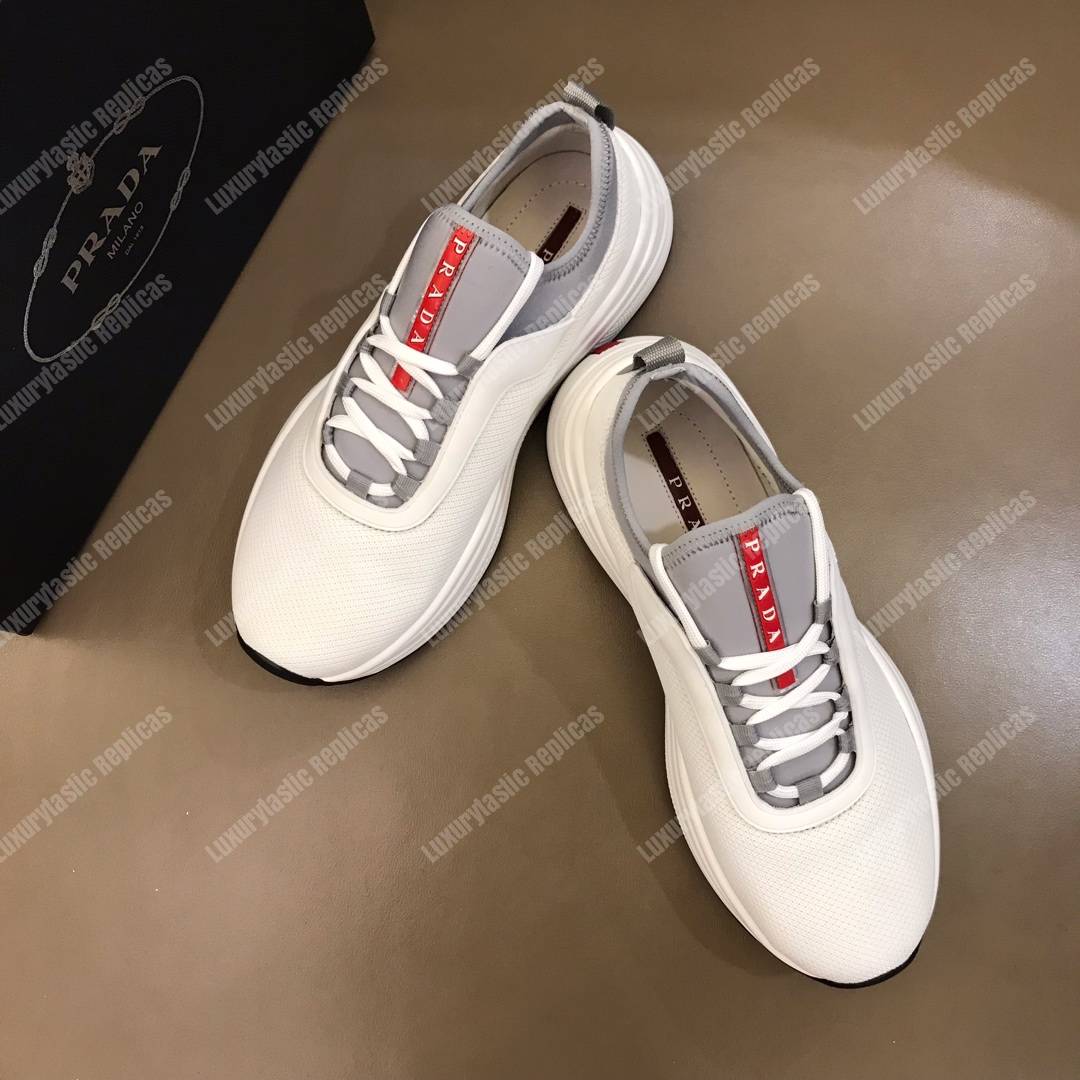 Pra*a mesh and neoprene sneakers grey
