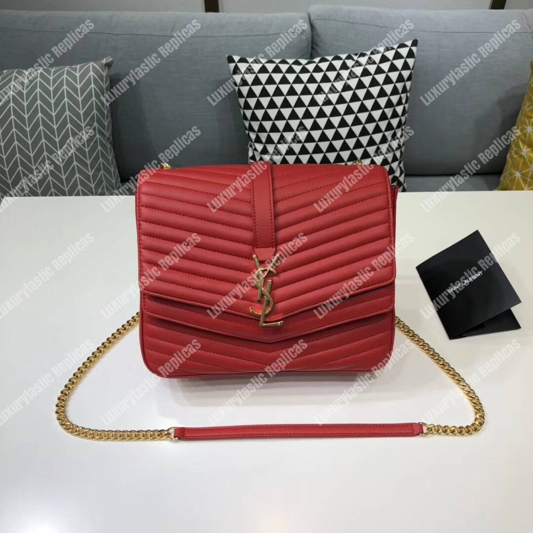 Saint Laurent Sulpice Medium In Matelassé Leather Eros Red