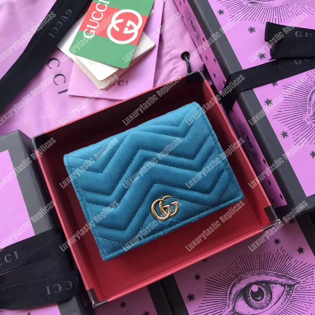 G*u*i gg marmont card case velvet aquamarine