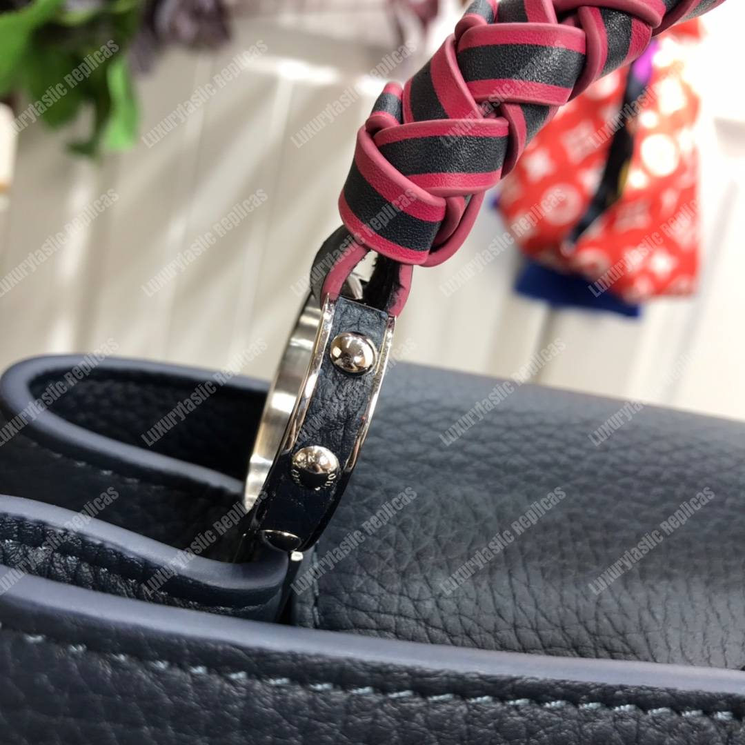 LV Capucine BB Handbag Taurillon Leather Celeste/Pivoine