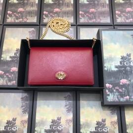 G*u*i leather chain card case wallet red