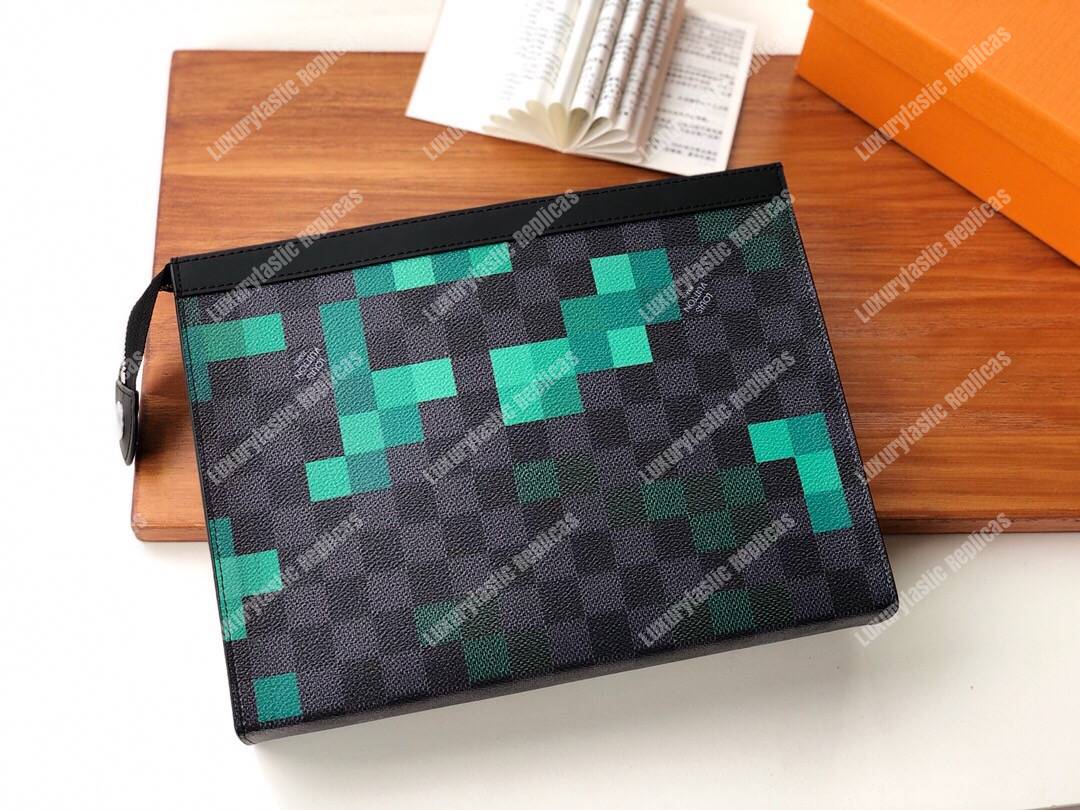 LV Pochette Voyage MM Pixel Monogram Green