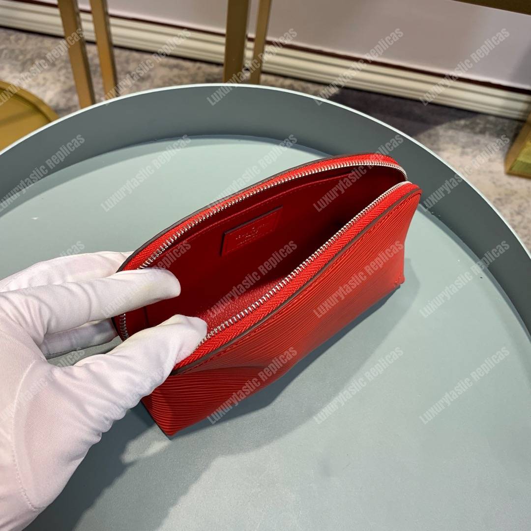 LV Cosmetic Pouch PM Epi Leather Coquelicot
