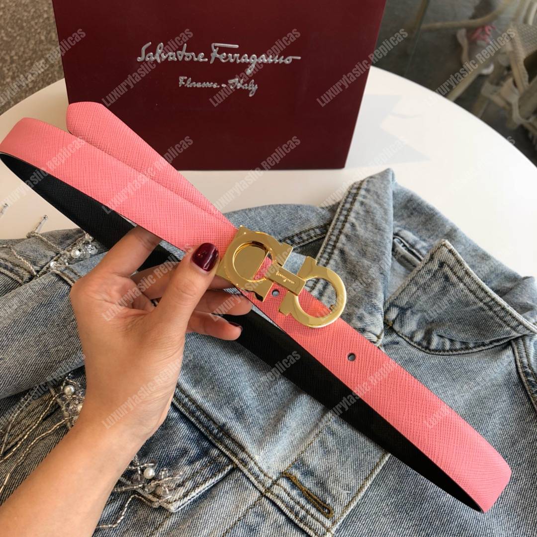 Salvatore Ferragamo Adjustable Gancini Belt Pink