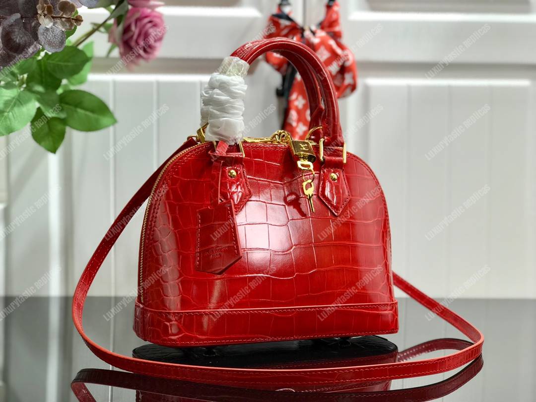 LV Alma BB Crocodilien Brillant Cerise