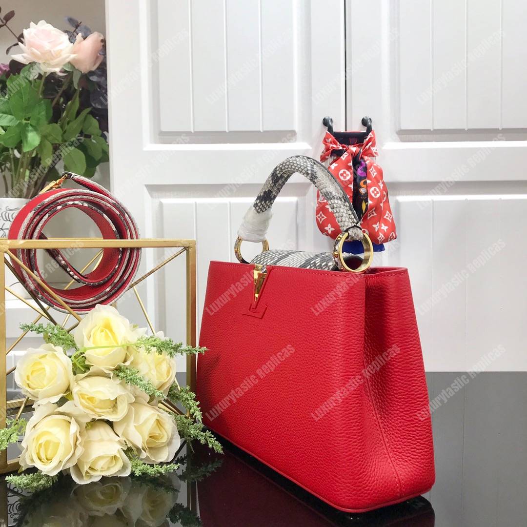 LV Capucines BB Taurillon Python Rouge