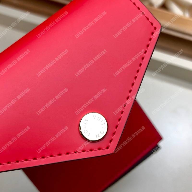 LV Zoé Wallet Damier Ebene Fuchsia colored leather