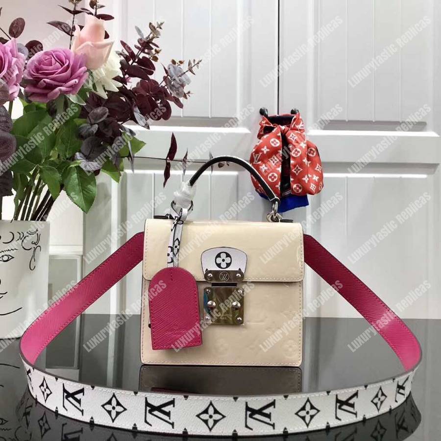 LV Spring Street Monogram Vernis Creme Beige