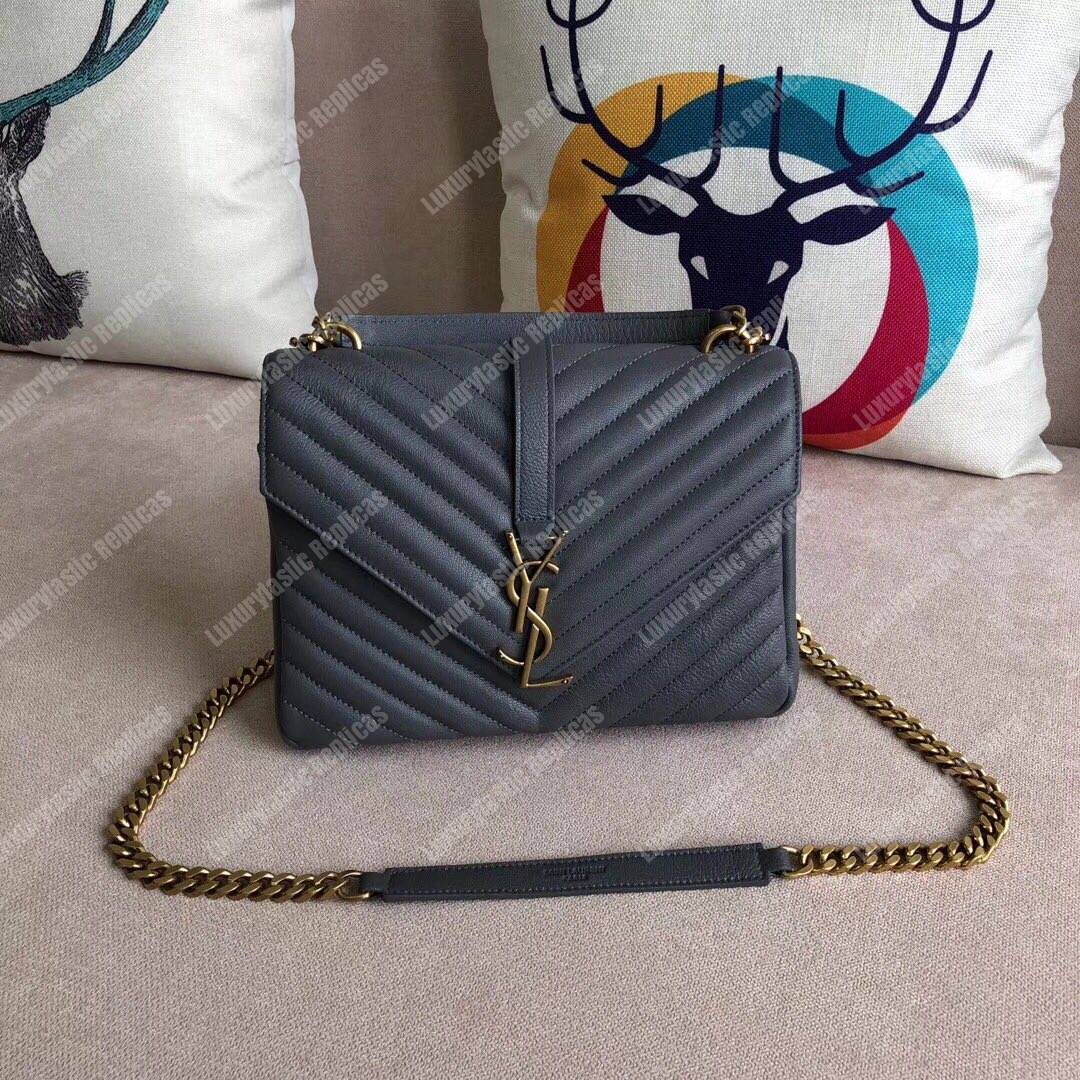 Saint Laurent Medium College Bag In Dark Anthracite