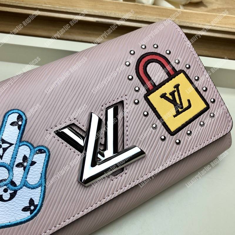 LV Special Edition Twist Chain Wallet Epi Leather in Rose Ballerine
