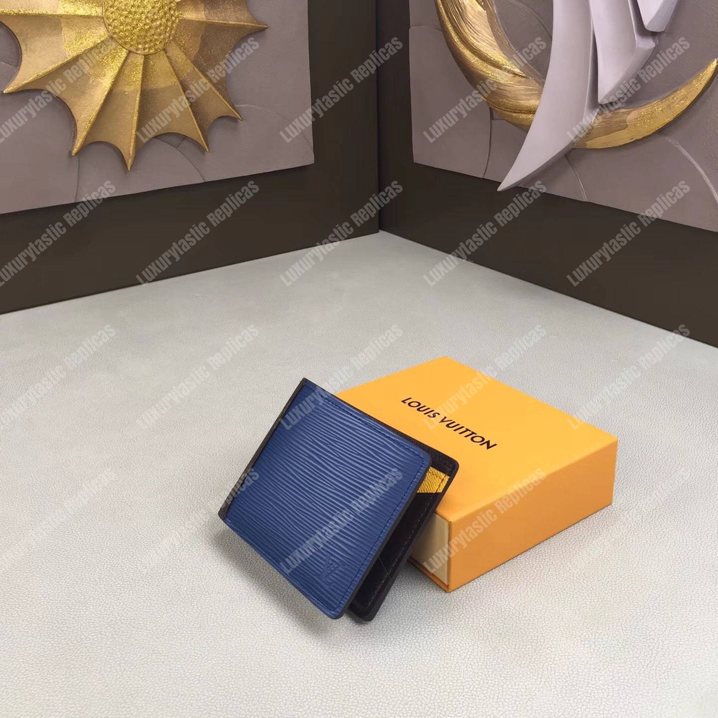 LV Patchwork Multiple Wallet Epi Leather Blue