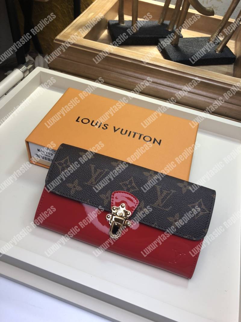 LV Cherrywood Wallet Patent Leather Red
