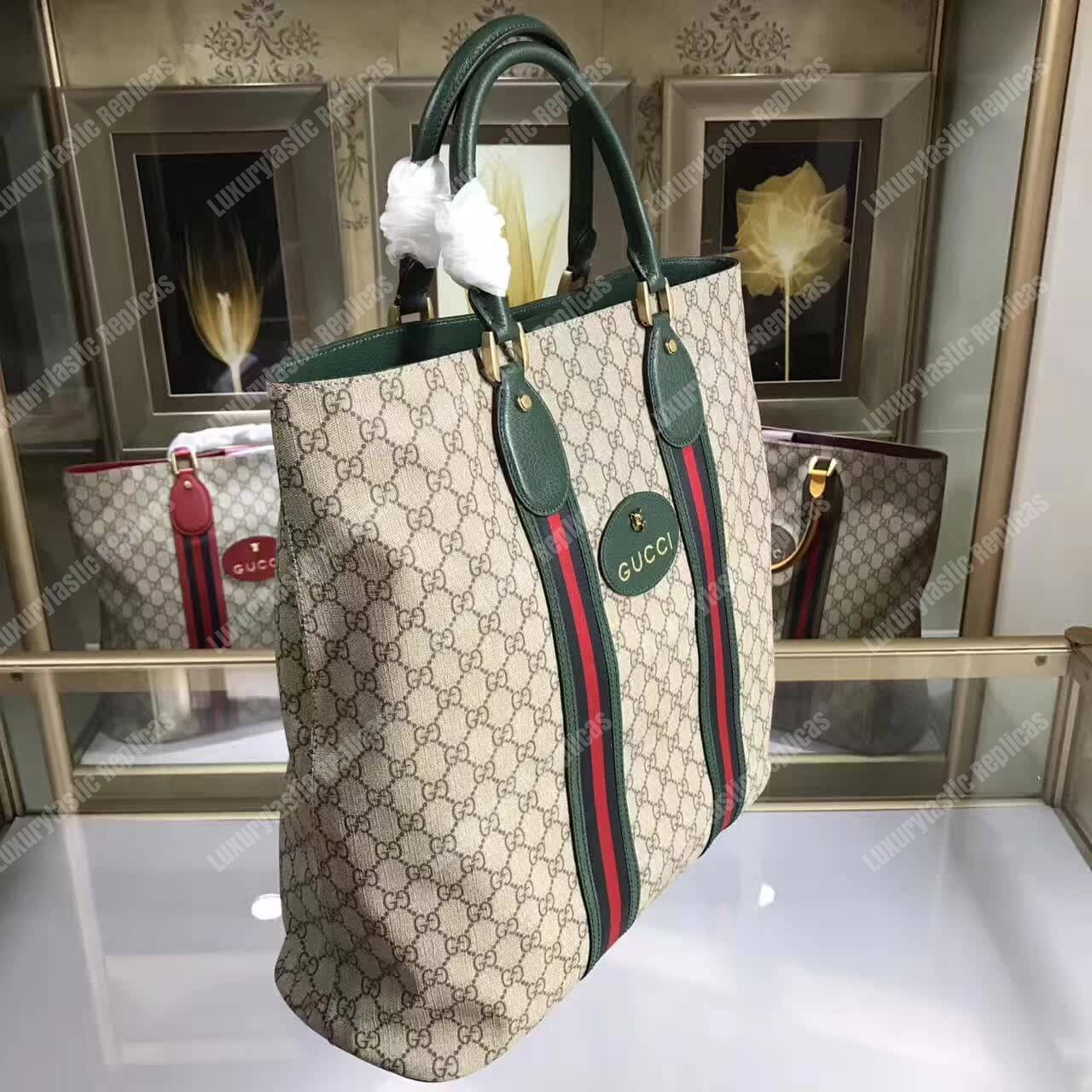 G*u*i gg sup*e tote in beige/green