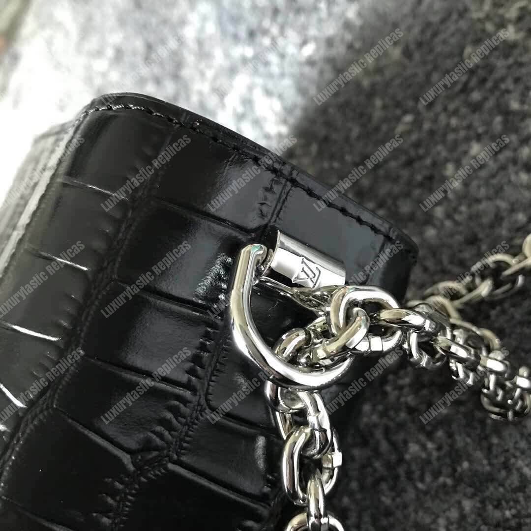 LV Twist Bag MM Crocodilien Brillant Noir