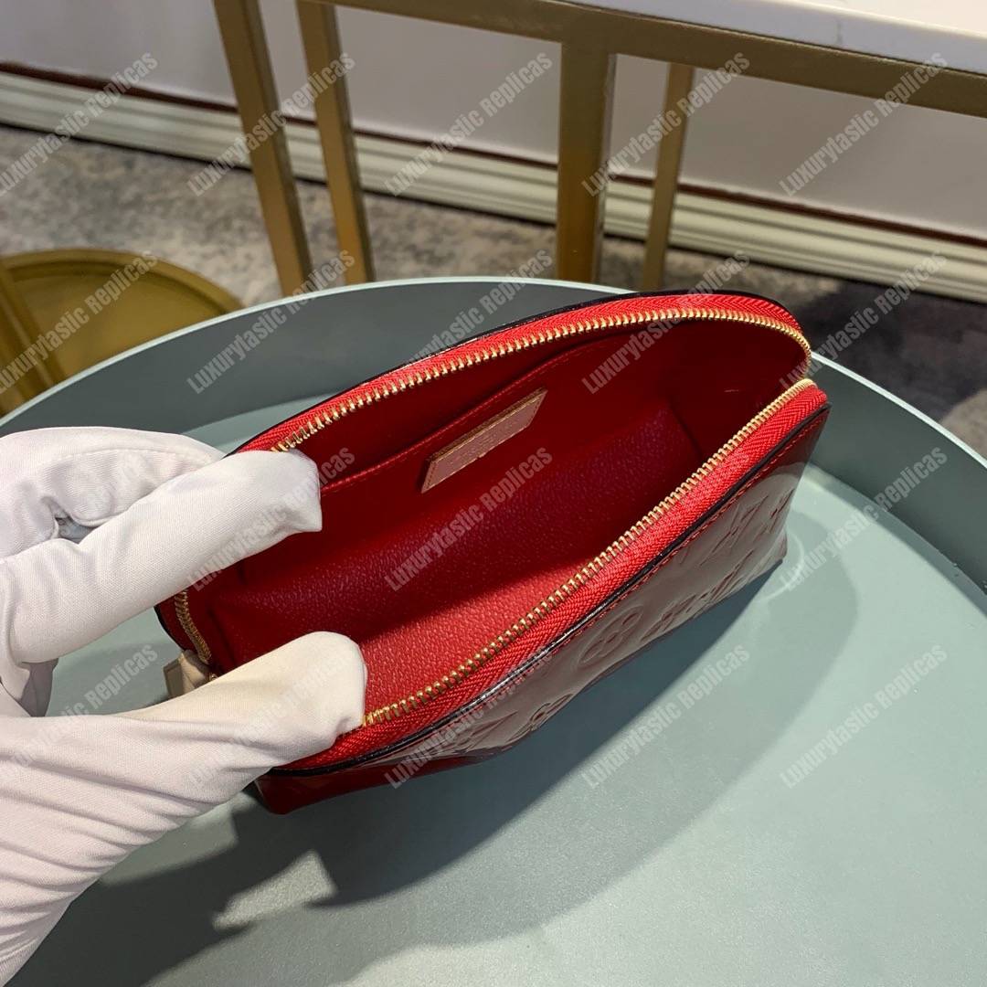 LV Cosmetic Pouch Monogram Vernis Leather Cherry