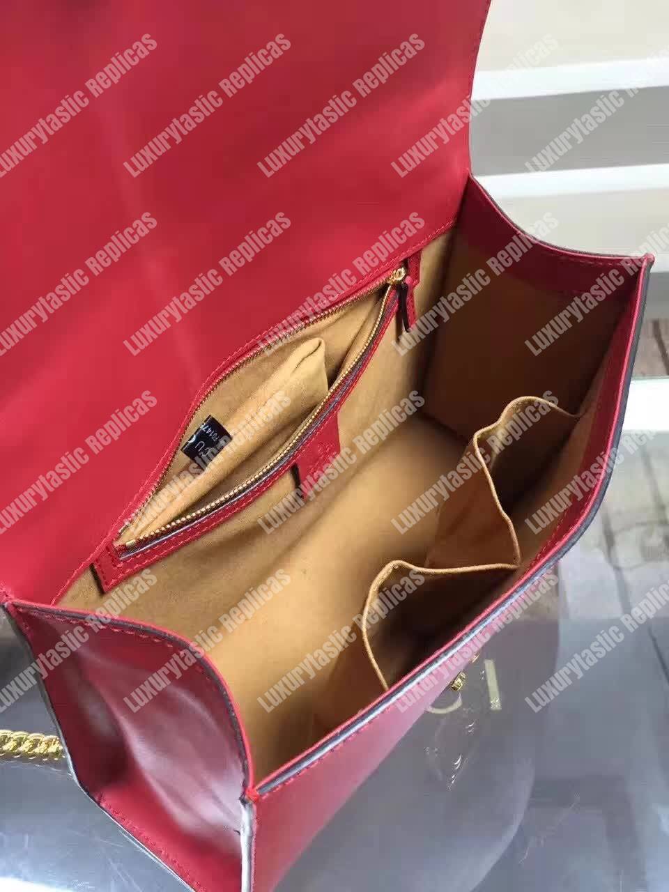 G*u*i padlock leather shoulder bag red
