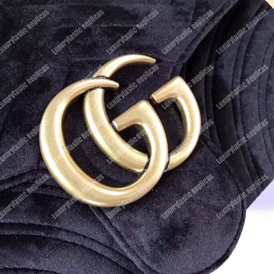 G*u*i gg marmont medium bag black velvet
