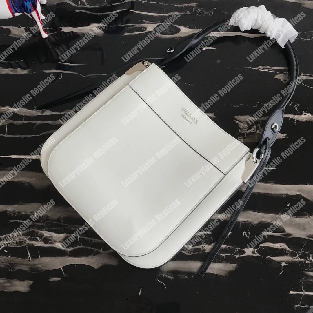 Pra*a margit leather shoulder bag white