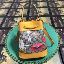 G*u*i ophidia gg flora small bucket bag yellow
