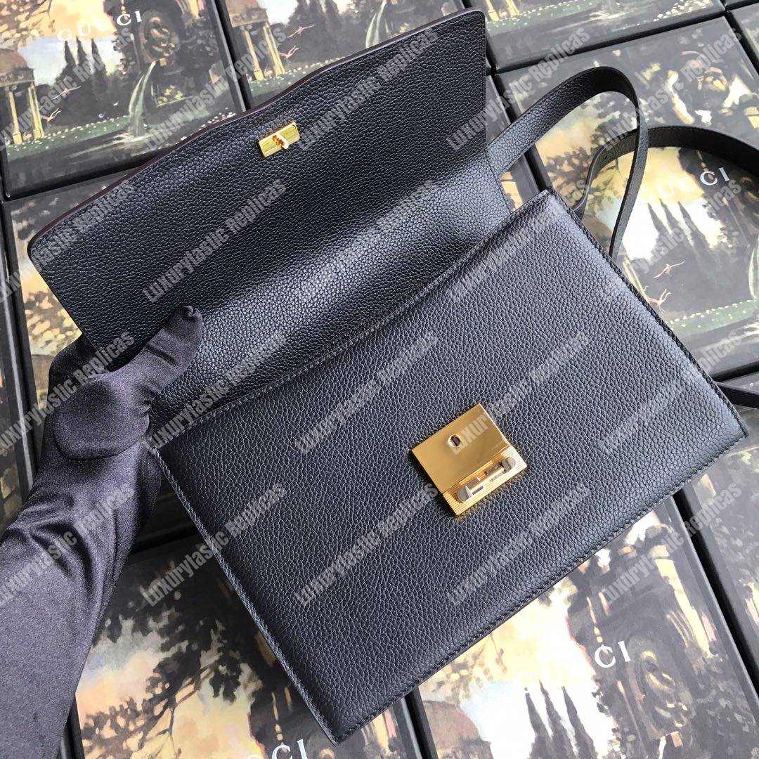 G*u*i zumi grainy leather small shoulder bag black