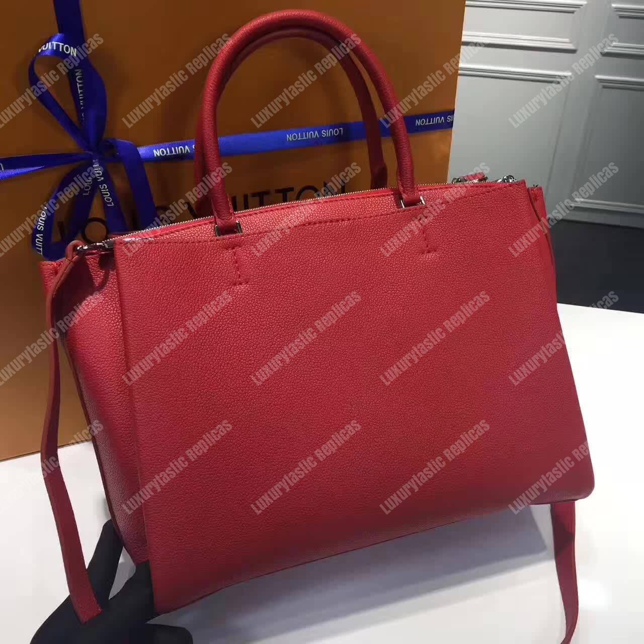 LV Lockmeto Handbag Luxury Leather Rubis