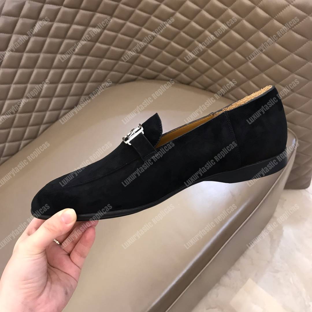 H**mes tenor loafer black velvet