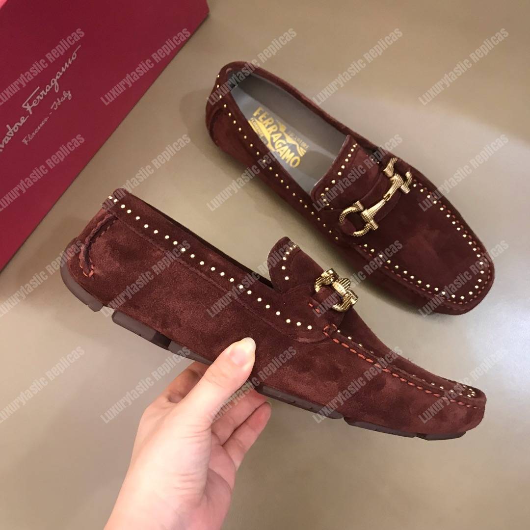 Salvatore Ferragamo Gancini Driving Shoe Maroon