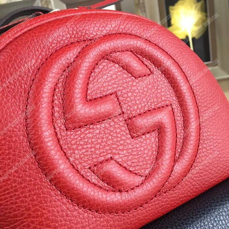 G*u*i soho leather chain backpack red