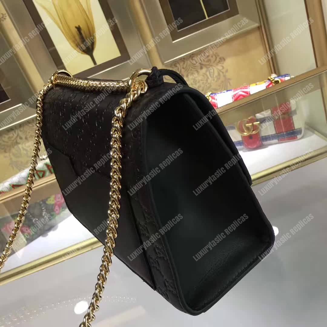 G*u*i padlock medium signature shoulder bag black