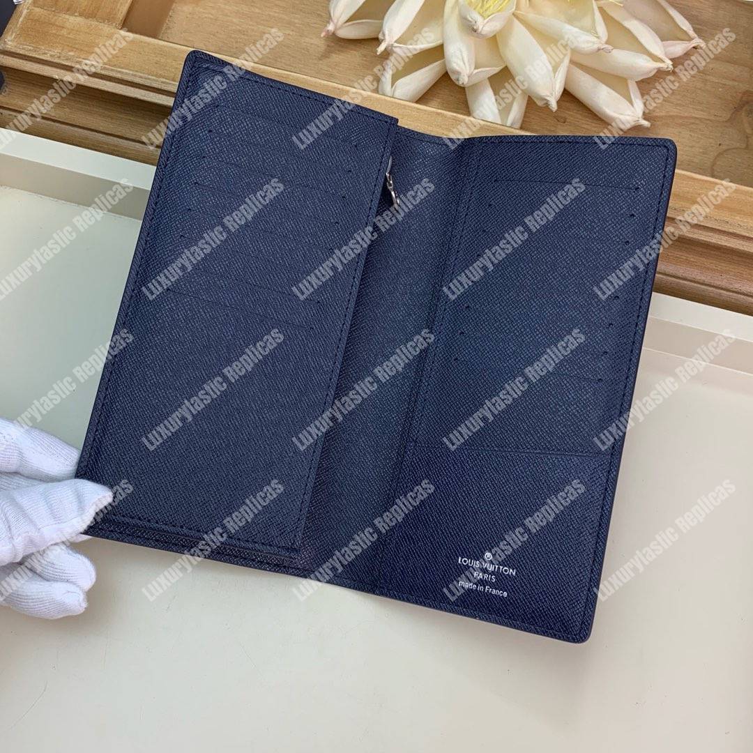 LV Brazza Wallet Epi Leather Marine Bleu Initials