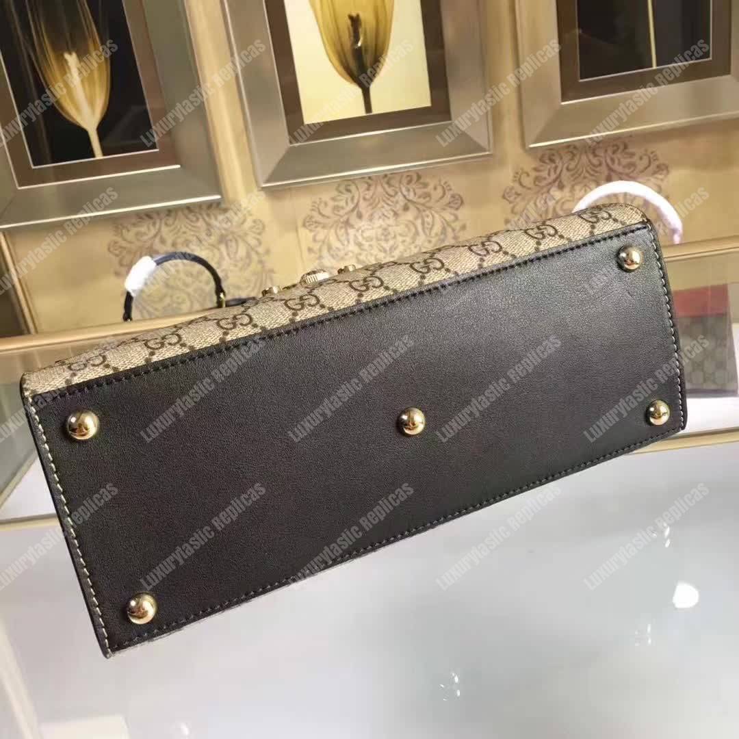 G*u*i padlock small gg top handle bag beige/ebony