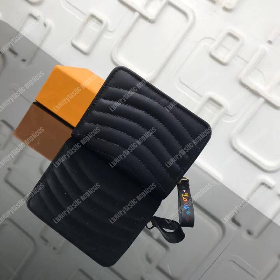 LV New Wave Zipped Compact Wallet Black
