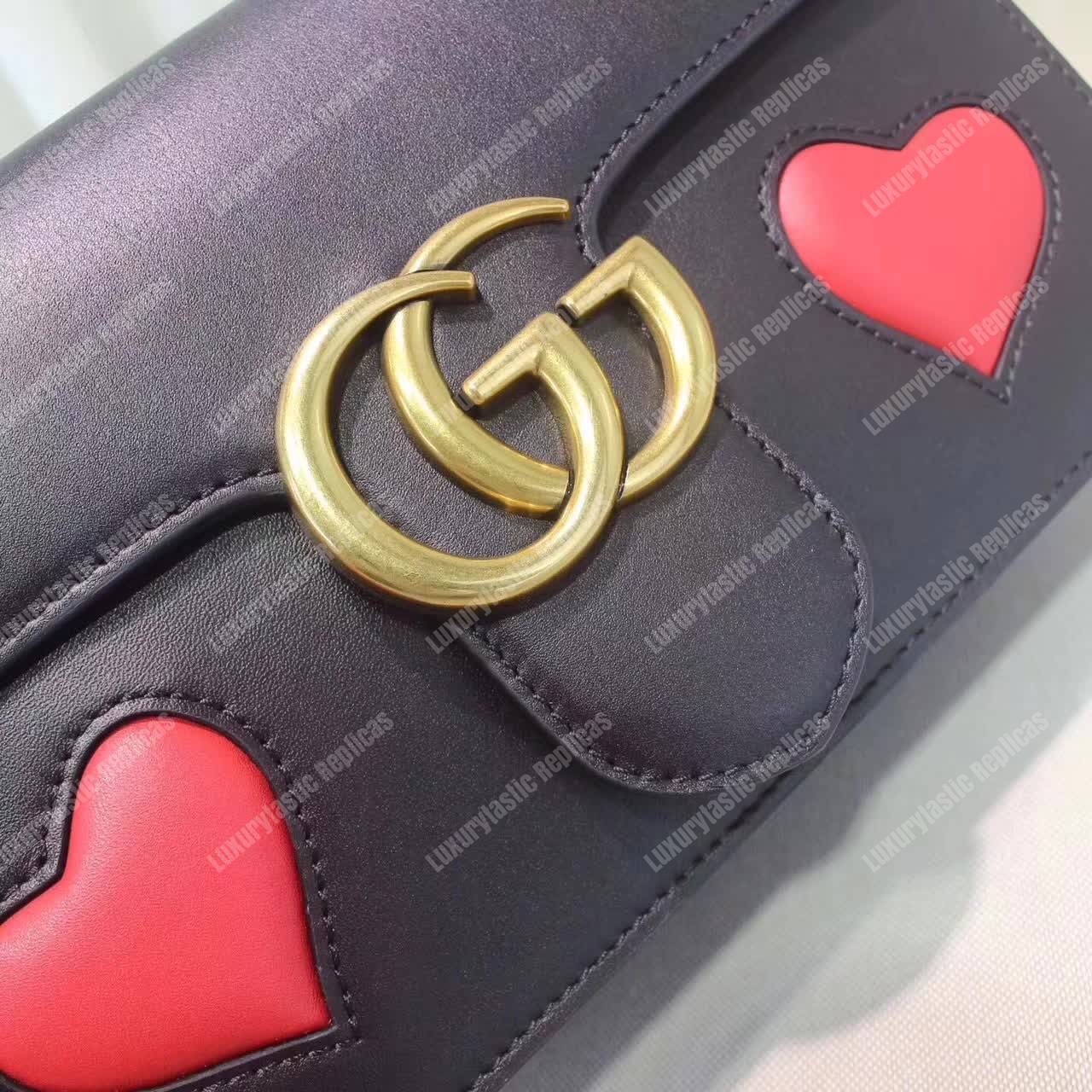 g*u*i gg marmont leather shoulder bag He**ts black