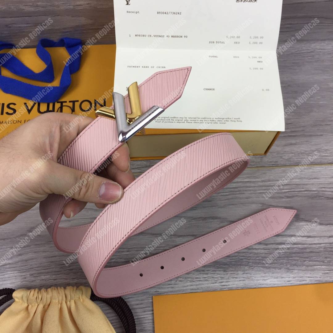 LV Twist 30MM Epi Leather Belt Rose Ballerine