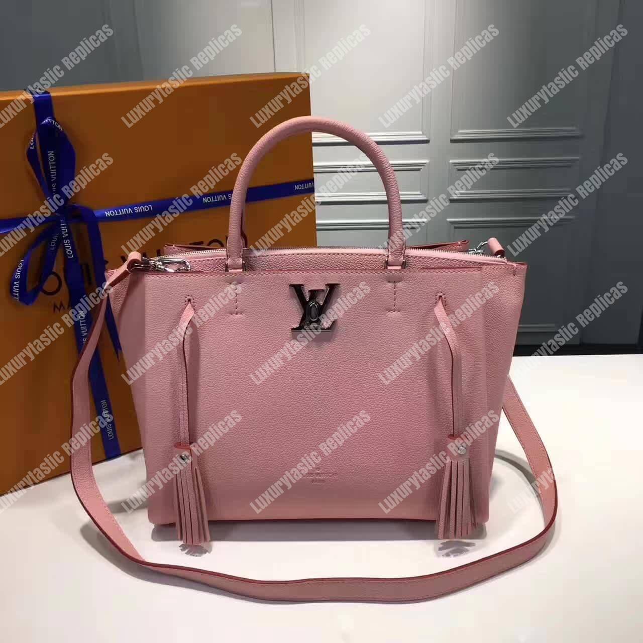 LV Lockmeto Handbag Luxury Leather Rose Poudre