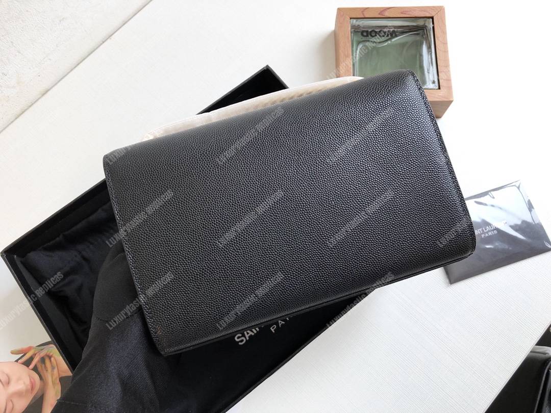 Saint Laurent Kate Medium In Grain De Poudre Embossed Leather Black