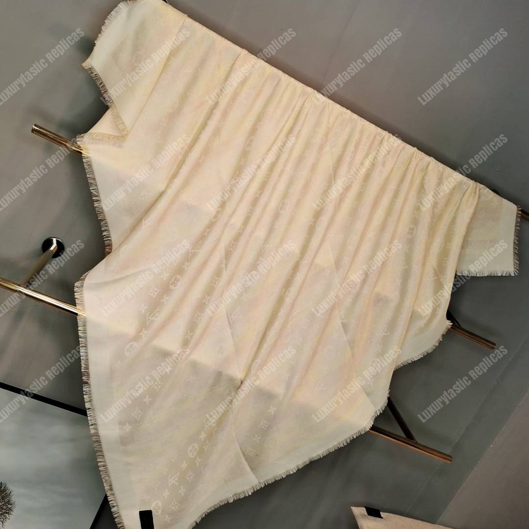 LV Monogram Shine Shawl White