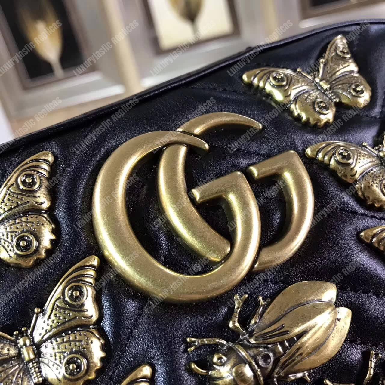 G*u*i gg marmont animal studs shoulder bag black