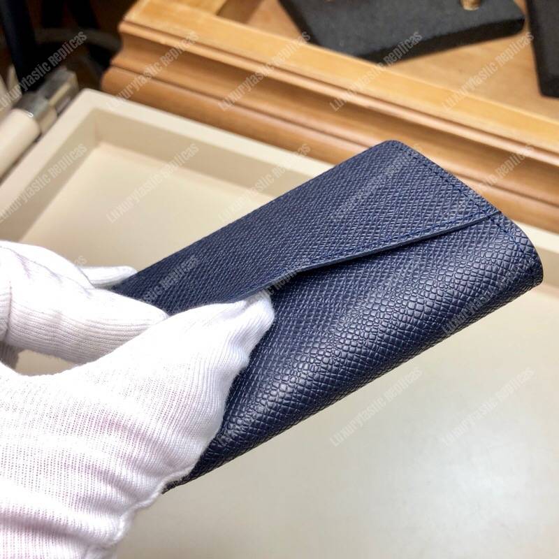LV Taiga Leather Pocket Organizer Bleu Marine