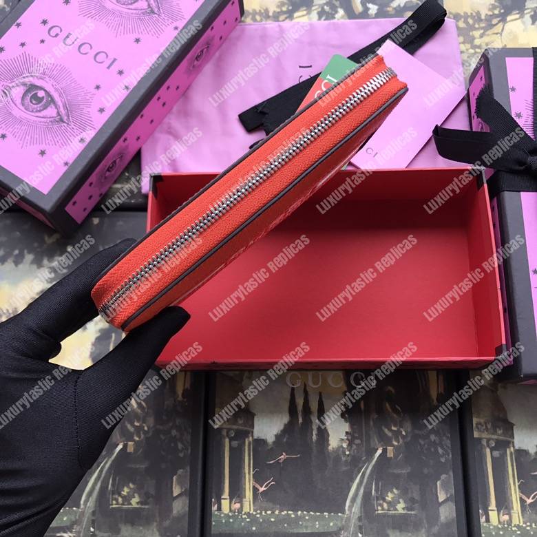 G*u*i stripe zip around leather wallet red