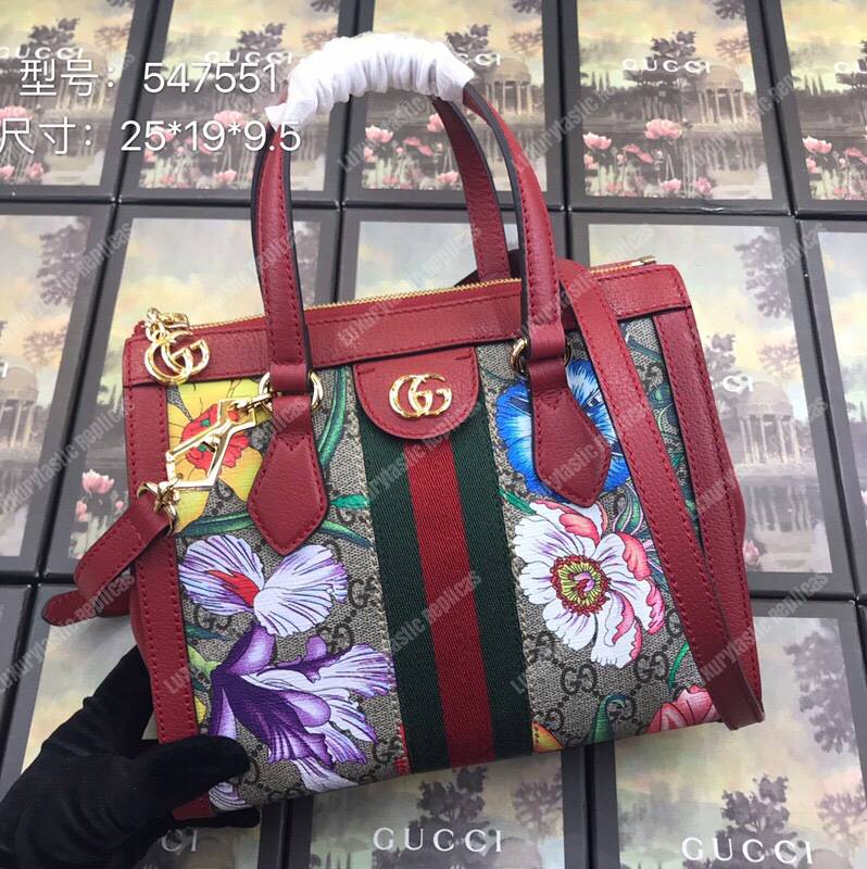 G*u*i ophidia gg flora small tote bag red