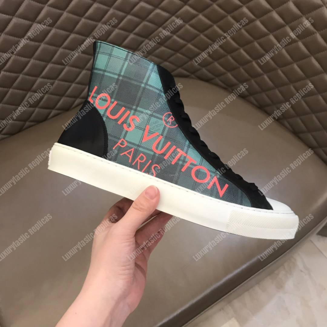 LV Tattoo Sneaker Boot Dameir Tartan Canvas Green